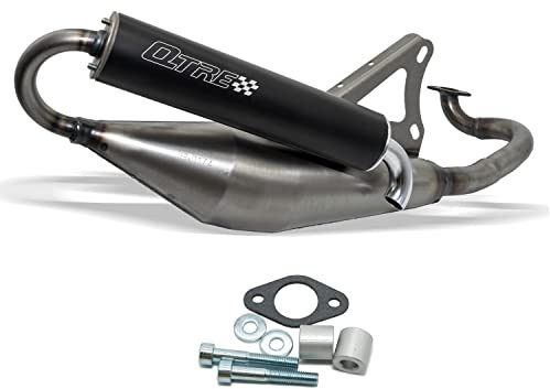 TECNIGAS Q-TRE Auspuff kompatibel mit ATU Explorer Race GT 50, Keeway RY6 | kompatibel mit Keeway RY8, Longija LJ50QT M; für 50er Zylinder, leichte 70er Sportzylinder, nur mit Trommelbremse hinten