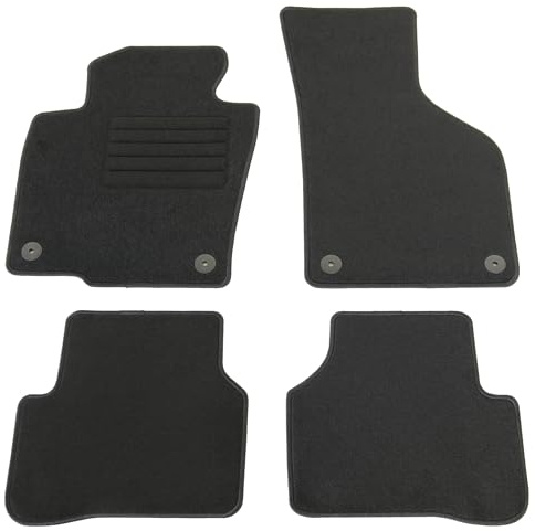 AD Tuning Textil Fußmatten für VW Passat 3C / B6 / B7 (01/2007-10/2014) | 4-teilig, 100 % passgenau, Textil, Schwarz, Randkettelung, Druckknopf Befestigung