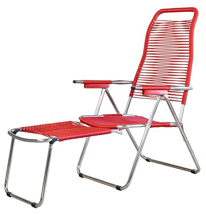 Gartenliege Spaghetti – Zeitgenössische – Aluminium/PVC rot