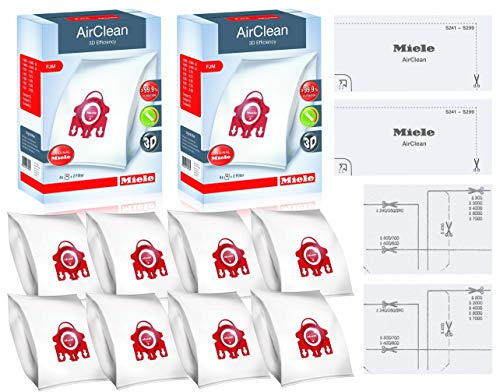 Miele FJM AirClean 3D Efficiency Vacuum Cleaner Bags - Includes 8 Genuine Air clean 2 Genuine Super Air Clean Filter + 2 Genuine Pre-Motor Protection Filters