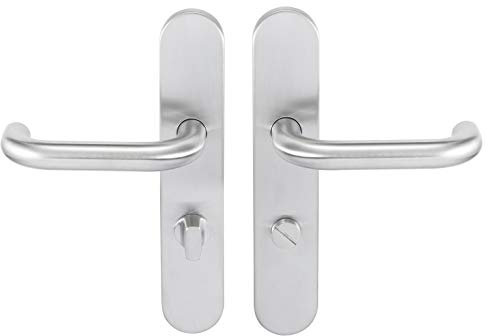 Bricard 666465 Ensemble poignées INOX sur Plaque Tempo New Wave pour Porte de Salle de Bains, Toilettes (à condamnation)