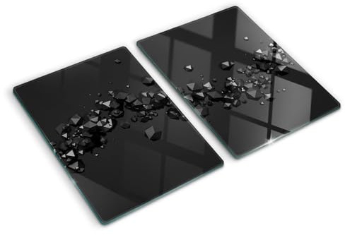 Glasschneidebrett 2x40x52 cm 2 Stück Glasplatte Dekorativ Gehärtetes Glas für die Küche Plastikfrei Antibakteriell Lebensmittelecht Rutschfest Silikonfüße Hitzebeständig - 3D