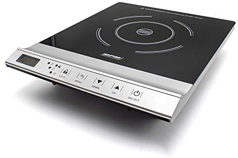 MPM MKE-12 Induktionskochplatte, Tisch Induktionskochfeld, Tragbares, Glasplatte, Touch Control, Einstellbare Temperatur von 60 bis 240°C, Timer, Programmierbar, 1800W Schwarz
