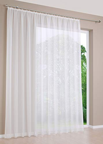 deco home | Gardinen Store Voile Vorhang mit Kräuselband, transparent Creme, in verschiedenen Größen | 450 x 245 cm