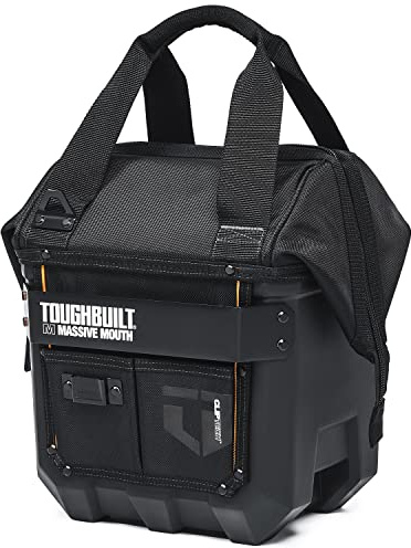 ToughBuilt ClipTech Series - Massive Mouth 12 Tool Bag, Compact Wide-Opening Tool Bag with Hard Body Construction, Reinforced Handles & 25 Pockets (TB-CT-62-12)