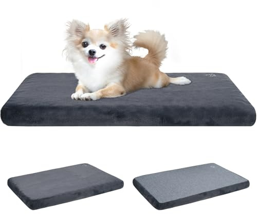 EMPSIGN Stylish Dog Bed Mat Dog Crate Pad Mattress Reversible (Cool & Warm), Water Proof Linings, Removable Machine Washable Cover, Firm Support Pet Crate Bed for Small to XX-Large Dogs, Grey