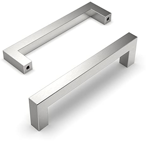 Amerdeco 20 Stück Möbelgriffe Edelstahl Gebürsteter Nickel Schrankgriffe Küchengriffe 128mm Lochabstand Schubladen Griffe Zinklegierung Schubladengriffe Griffe für Küchenschränke Kleiderschrank