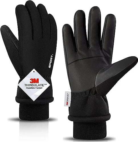 Tangshao-win Wasserdicht Handschuhe, Winterhandschuhe Herren Damen, 3M Thinsulate Handschuhe Wasserdicht Herren Damen Anti-Rutsch Full Finger für Laufen, Fahren, Radfahren, Wandern