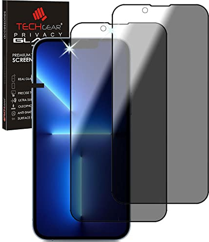 TECHGEAR 2 Stück Antispy Privatsphäre Schutzfolie Glas kompatibel mit iPhone 14 Plus, iPhone 13 Pro Max - Full Coverage Privacy 3DTouch Sichtschutz mit Vollständige Abdeckung Schutzfolie Glas