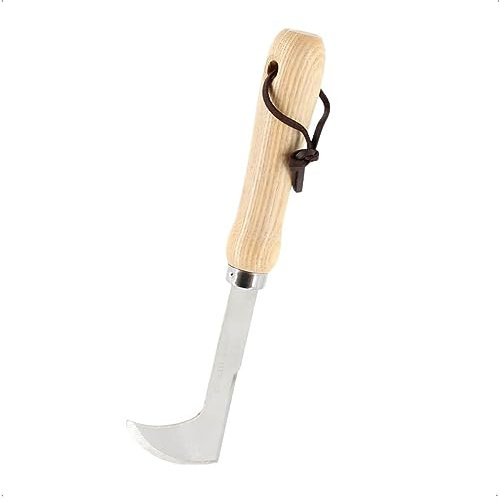 Rekord - Fugenreiniger aus Edelstahl mit Holzgriff - Fugenkratzer, 25 cm | Effektiver Unkrautentferner für Plattenfugen und Mauerkanten - Unkrautkratzer mit Aufhängeband zur Reinigung von Moos