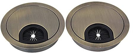 GSXLZ 2 stücke 60mm Bronze Zinklegierung Computertisch Tischgetriebe Kabel Aufgeräumte Port Oberfläche Drahtlochabdeckung Packung von 2 Kabeldurchführung 951