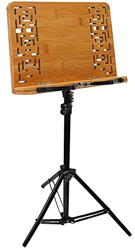 POFH Notenständer Holz Klappbar Notenständer Tisch Stabil Höhenverstellbar Einstellbar Notenständer & Tischständer 2 in 1 Doppelnutzung mit Tragetasche