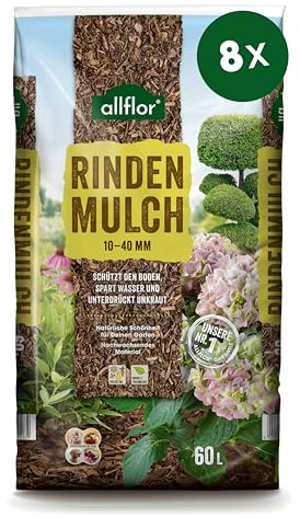 Allflor Rindenmulch aus verschiedenen Nadelholzrinden I 60 Liter Beutel I Holzhackschnitzel für Garten I Gartenmulch gegen Unkraut