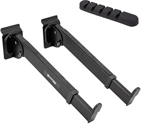 Saintfield Studios - Brazos para Teclado de Slatwall - Par - Metal Negro - Ajustables con Relleno de Espuma para Estudio u Hogar - Completo con Clips de Cable de Silicona