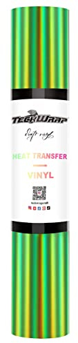 TECKWRAP Weiche Metallic Holografische Wärmetransfer Vinylfolie Rolle - Glänzend Rainbow HTV Bügelbild Chrom Flex Folie 152cm x 30cm (Apfelgrün)