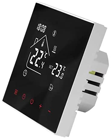 Digital Thermostat Raumthermostat, LED Display Touchscreen Thermostat-Regler, Wöchentlich Programmierbare Temperaturregler für Elektrisch Fußbodenheizung (Schwarz - Elektrische Fußbodenheizung 16A)