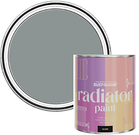Rust-Oleum Grey Heat Resistant Radiator Paint in Gloss Finish - Slate 750ml