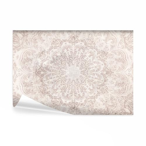 decomonkey Fototapete selbstklebend Mandala Beige, 294x210 cm, XXL, SPA | Aquarell, Ornament, Zen, Orient, Flur, Selbstklebende, Tapeten, Wand, Fototapeten, Tapete, Wandtapete, klebend, Klebefolie