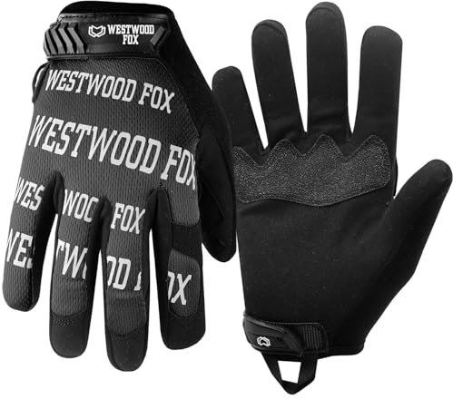 WESTWOOD FOX Gants de travail Gants de sécurité antidérapants Gants de mécanicien Grip ferme Écran tactile Hommes Femmes Gants de travail légers Manipulateurs Bâtisseurs (Noir, S)