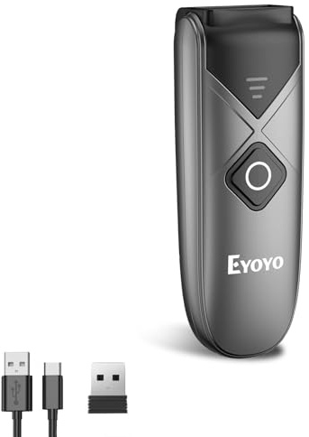 Eyoyo Bluetooth 2D&1D Barcode Scanner, Mini Lecteur de Code-Barres Portable sans Fil avec Connexion USB Filaire/Bluetooth/ 2.4G sans Fil PDF417 Data Matrix Image Scanner