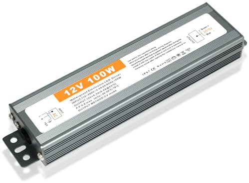 led trafo 12v 8.3A, IP67 Wasserdicht led transformator 12V 100w, trafo 230v auf 12V 8.3A, netzteil 12 v 100W für G4 GU5.3 MR11 MR16, Nicht Dimmbar, kein Flimmern, Kein Rauschen