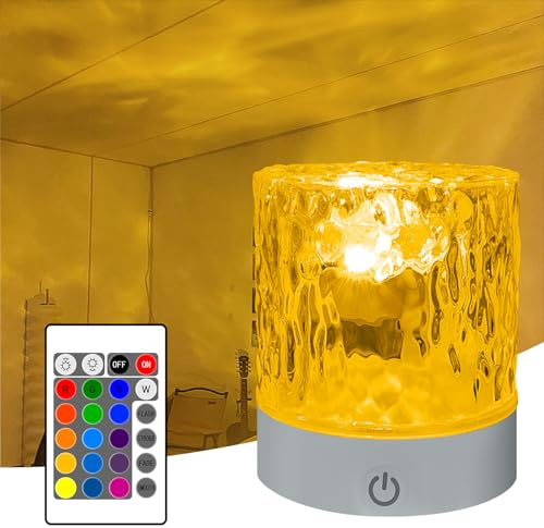 YATOSEEN Lampada a Onde D'acqua, 16 Colori, Luce D'atmosfera con Proiezione a Soffitto a Onde Dinamiche Rotanti con Pulsante Touch Control e Telecomando per Camera fa Letto
