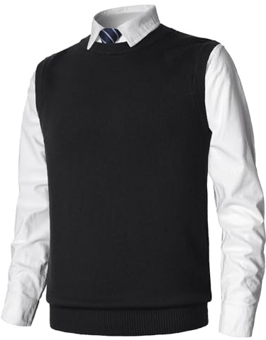 MeiLayM Homme Gilet en Laine Unie en Maille Automne Col Rond Gilet Slim Fit Business Cardigans Débardeurs Classique Gentleman Tricots Cardigans Pulls et sans Manches Tricoté Manches