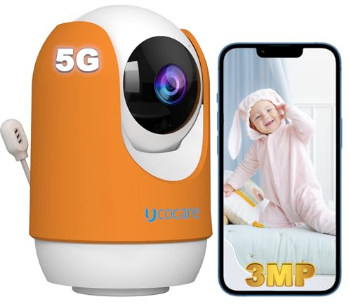 babyphone mit Kamera, UCOCARE 2,5K babyphone, 2,4/5-GHz-WLAN, Zwei-Wege-Anruf, Temperatur- und Luftfeuchtigkeitserkennung, Erkennung menschlicher Körper, automatische Verfolgung 32-GB-SD-Karte