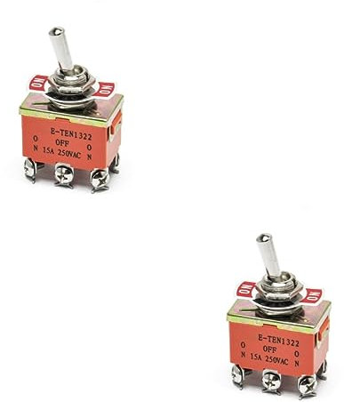 Angoily 2 Pièces 3 à Bascule E-ten1322 à Bascule Ca 250v 15a Commutateur Dpdt 3 Positions à à 3 Positions Outils Multifonctions Auto