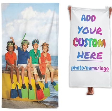 Fadaing Personalisiert Strandtuch mit Namen Foto Strandtuch, 90x180 cm Personalisiertes Handtuch Badetuch Mit Namen Groß 100x200cm Microfaser Strandtücher Für Fitness Reisen (90 x 180 cm,1)