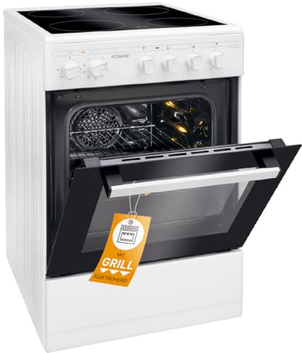 Bomann® Backofen 50cm mit Herd | Elektroherd freistehend 50 cm mit 4 Kochplatten | Standherd mit Ofen 43L | Ober-/Unterhitze | 40°C-240°C | inkl. Blech & Grillrost | Elektroherd mit Kochfeld EHC 7939