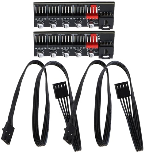 eMagTech 2 x 5-Port-PWM-Lüfter-Hub-Splitter, Geschwindigkeitsregler-Adapter, PC-Lüfter, Motherboard-Kabel oder 4-poliger PWM-Kühler, Computerkabel, Anschlüsse