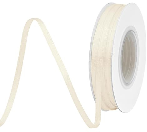 BVIEAKD 3mm breit 45m Long Double Face Elfenbein Satin Ribbon Stoffband für Geschenkverpackungen Sehr geeignet für Hochzeiten Dekoration Blumenstrauß Ballons Kunsthandwerk Nähen Haarschleife