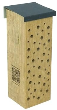 Premium Nisthilfe Wildbienen Bienen Insekten Hotel aus Massivholz zum Aufhängen mit Dach - Bienenfreundliches Insektenhaus für den Garten