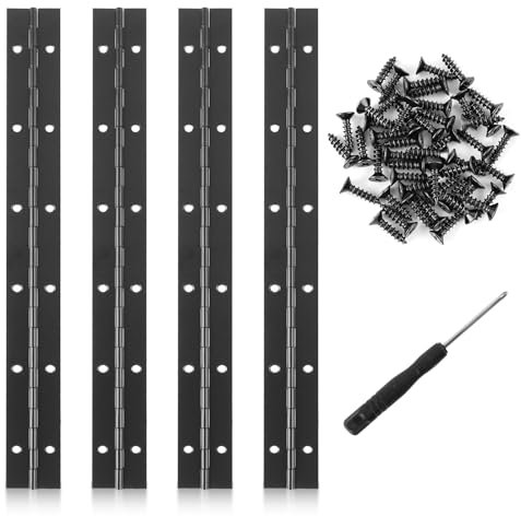 Cerniera per Pianoforte 30cm Nero Cerniere Inox Lunga per Legno, Ante Mobili 4 pezzi, Vite Inclusa, con Cacciavite Inviare