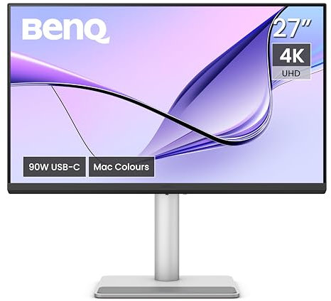 BenQ MA270U 27 Zoll 4K 3840x2160 Monitor für MacBook Pro/Air, Dual USB-C, 90W-Stromversorgung, Mac Color Match, USB-Hub, Helligkeits- und Lautstärkeregelung auf Mac, Verstellbarer Fuß, P3-Farbraum