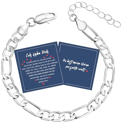 FANCIBAND Geschenke für Männer, Figaro Armband Herren Silber 925, armbänder Geschenk Jahrestag Valentinstag Geburtstags Weihnachten, Verstellbares 0-4cm