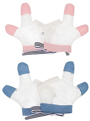Abaodam 10 Pares De Guantes Para Morder Anillos Manoplas De Bebé Protector De Dedo Chupar El Dedo Guantes Para Detener La Succión Tapón De Succión Guante De Bebé Guante Protector