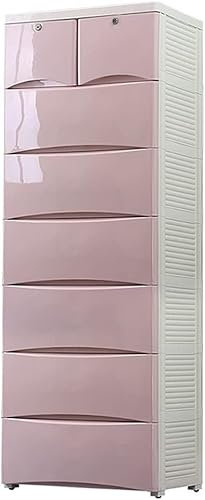 SHANYAYALI Aufbewahrungskörbe aus verdicktem Kunststoff, mehrlagig, Haushaltskleidung, Spind, Kinderschrank (Rosa, 4 Ebenen)