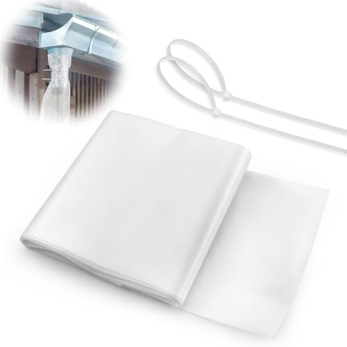 20cm*10M Tubo di Scarico Provvisorio per Grondaia, DN125 Tubo per Grondaia, con 2 Fascette per Cavi