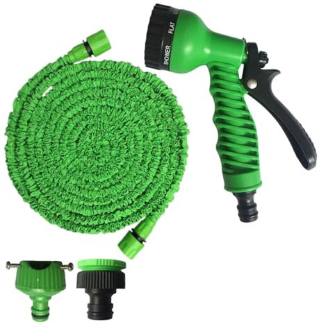 Tubo da giardino espandibile con 7 modelli di pistola ad acqua e vaso in schiuma, avvolgitori flessibili per lavaggio auto, lunghezza 30 m