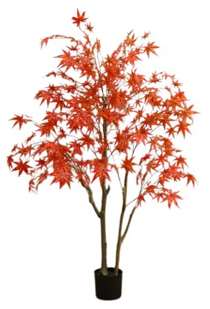 Zstar Herbstahorn Kunstbaum, 150cm Doppelpol Künstliche Pflanzen Groß Ahorn Ahornbaum Innendekoration Künstlicher Herbstbaum im Topf für Bauernhaus, Zuhause, Hochzeit