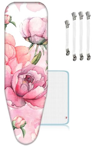 ZJBKX Bügelbrettbezug, (130-144) x(40-52) cm für Dampfbügeleisen Bügelbrett Bezug extra Soft, Bugelbrett Uberzug Universal XL