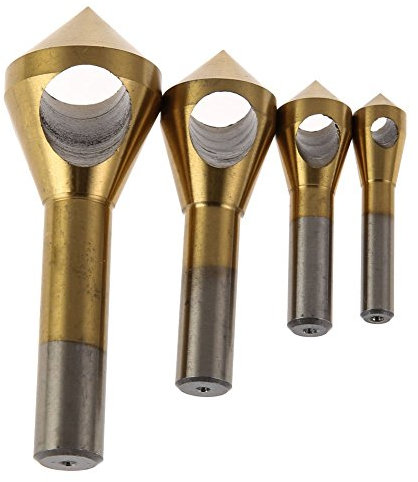 IHVBRHHM Broca avellanadora de Cobalto, Broca avellanadora con Orificio, Juego de 4 Brocas para desbarbar y chaflanar, Brocas para Madera, Metal y plástico, 2-5 mm, 5-10 mm, 10-15 mm, 15-20 mm