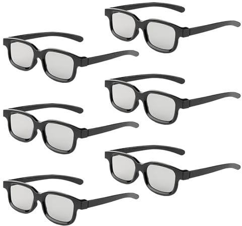 Reald Lot de 6 lunettes 3D circulaires polarisées non clignotantes pour projecteur TV 3D format Reald Cinéma/Passif Polarisé 3D – Lunettes 3D qui prennent en charge TV 3D et cinéma