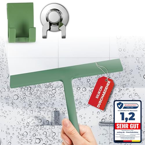 Premium Duschabzieher Silikon Abzieher Dusche Badezimmer Duschwand Fenster Zubehör Mit Halterung Fensterwischer Fensterreinigung Fensterabzieher Profi Fensterputzer Badabzieher Duschwischer