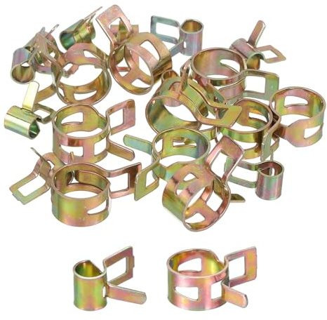 sourcing map ID 5mm 12mm 3/16 Inch 1/2 Inch Fuel Line Hose Clips, Pipe Spring Hose Clamp,Low Pressure Air Clamp, Water Pipe Air Tube Vacuum Hose Clips Fastener Pack of 20