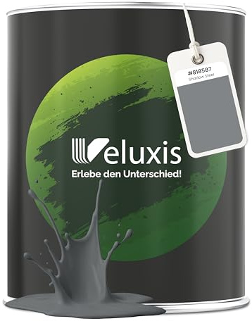 Veluxis® Pintura de pared gris premium para interiores: 1 litro y cobertura de clase 1, sin vetas, de bajo goteo y ecológica, sin COV (Shadow Steel)