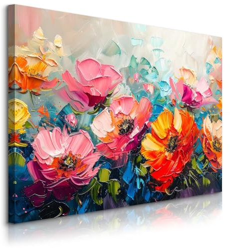Muralo Wandbilder Moderne Wanddeko, Blumen, Aquarell, Kunst - 120x80 cm | Leinwandbild, Modernes Design, Aufhängefertig, UV-beständig - ideal für Wohnzimmer und Schlafzimmer