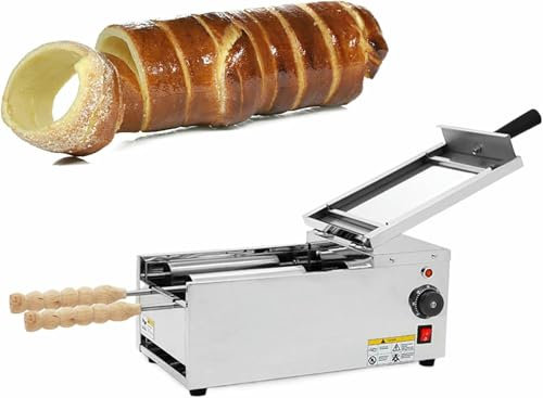 YGHBFRSZ Torta Eléctrica De Chimenea Y Fabricante De Rollos De Pan, Máquina De Cono De Helado Comercial con 2 Moldes De Acero Inoxidable para Panadería Y Cocina del Hogar